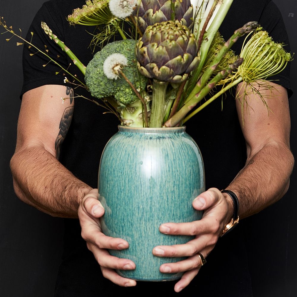 Bitz - Steingut Vase - 20 cm - Grün