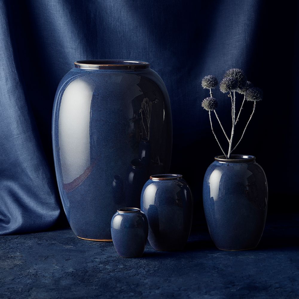 Bitz - Stoneware Vase - 20 cm - dark blue