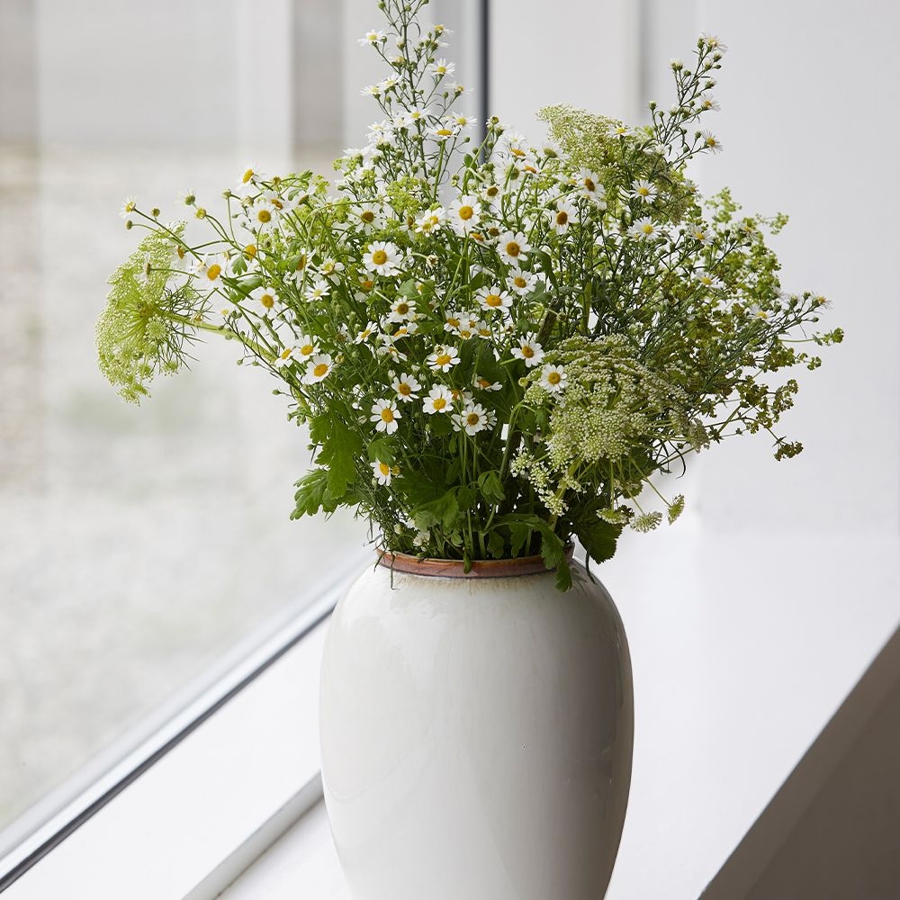 Bitz - Steingut Vase - 25 cm - Creme