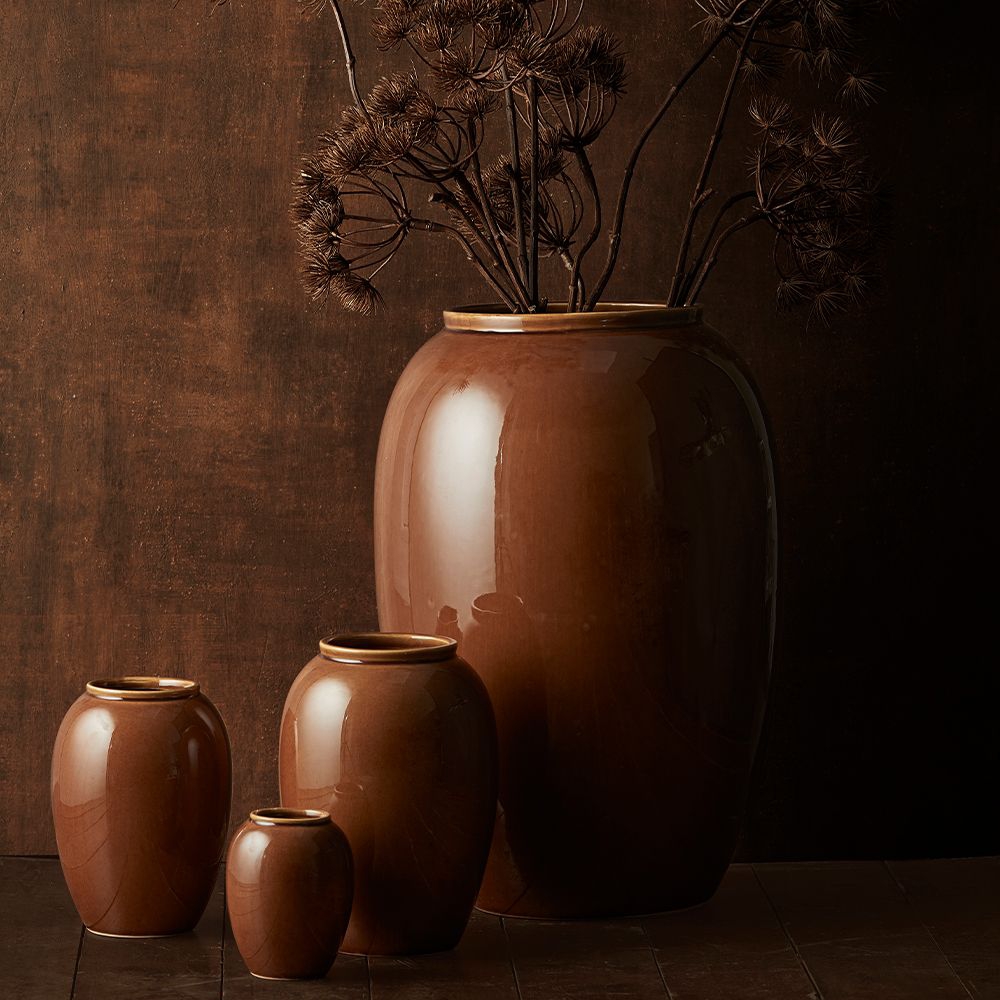 Bitz - Steingut Vase - 20 cm - Amber