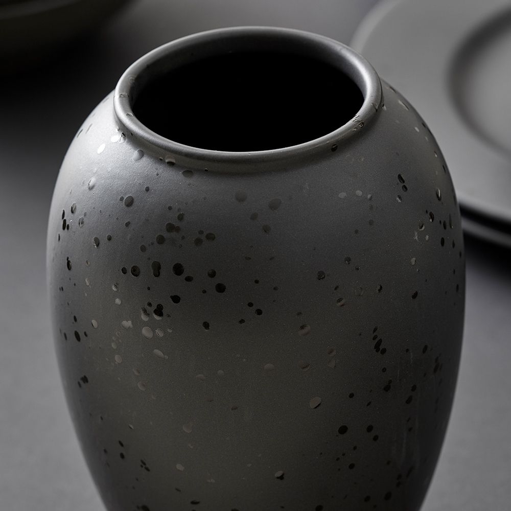 Bitz - Steingut Vase - 20 cm - Schwarz