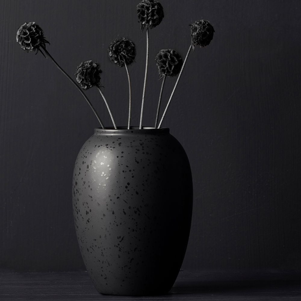 Bitz - Steingut Vase - 20 cm - Schwarz