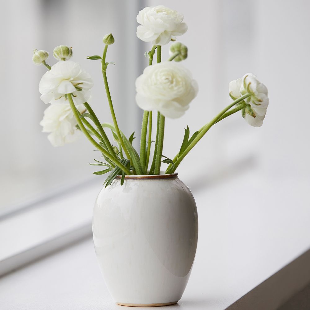 Bitz - Steingut Vase - 12,5 cm - Creme