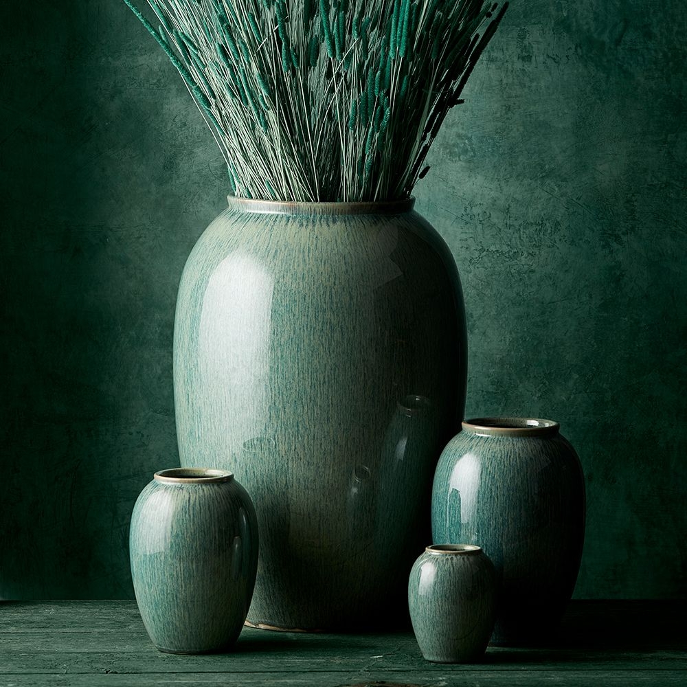 Bitz - Stoneware Vase - 20 cm - green